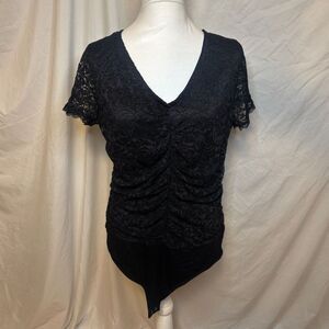 Torrid Lace Black Floral Cinched Stretch Bodysuit Women NWT